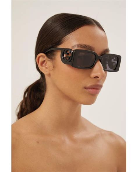 gucci rectangle sunglasses black|Gucci rectangle sunglasses women.